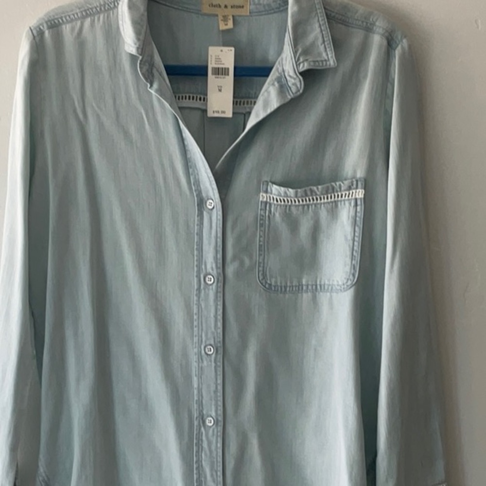 Cloth & Stone Blue Casual Button Down Shirt - Picture 2 of 4